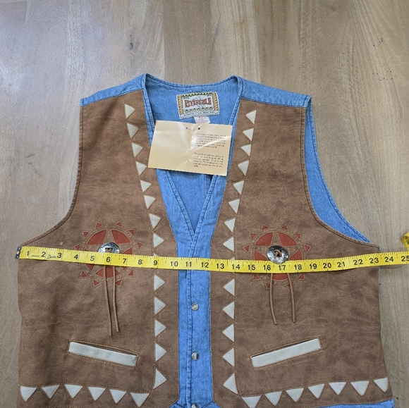 Vintage 90s Gold River Western Denim & Faux Suede Vest NWT - XL - Picture 8 of 10